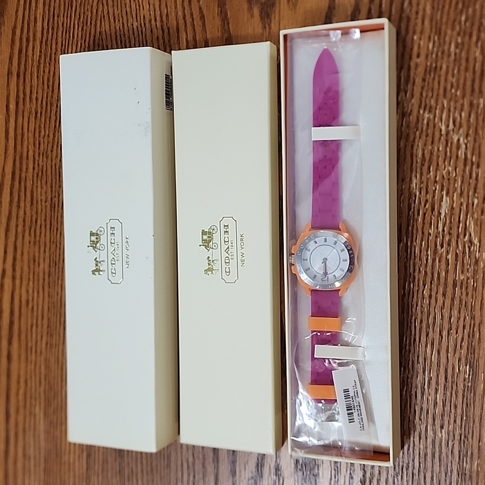NWT Coach Pink and Orange Stainless Steel Watch - Picture 11 of 13